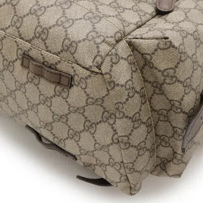 Pre-owned Gucci Sherry Line Beige Brown Green Red Color Pvc Leather Backpack ()