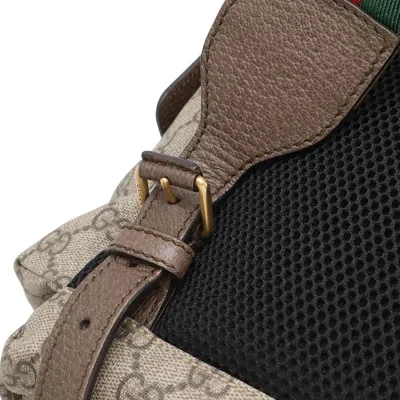 Pre-owned Gucci Sherry Line Beige Brown Green Red Color Pvc Leather Backpack ()