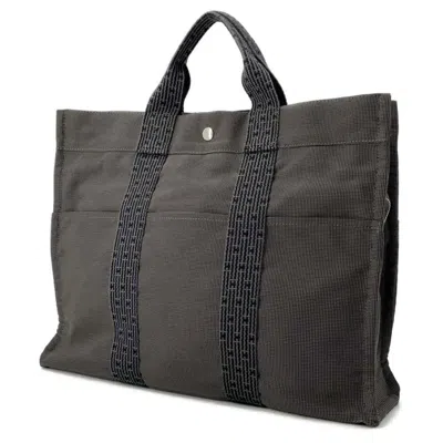 Pre-owned Hermes Her Line Gray Canvas Handbag Tote Bag ()