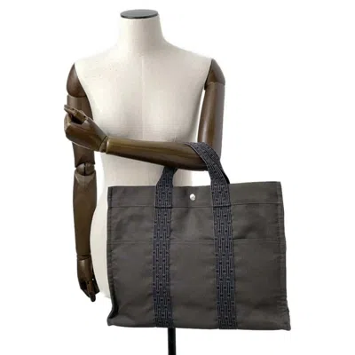 Pre-owned Hermes Her Line Gray Canvas Handbag Tote Bag ()