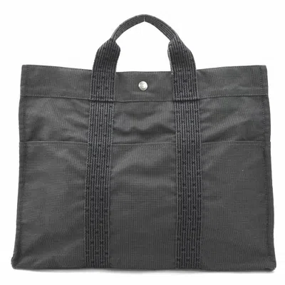 Pre-owned Hermes Her Line Gray Nylon Canvas Handbag Tote Bag ()