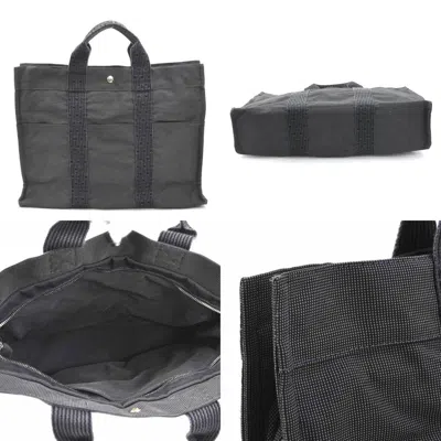 Pre-owned Hermes Her Line Gray Nylon Canvas Handbag Tote Bag ()