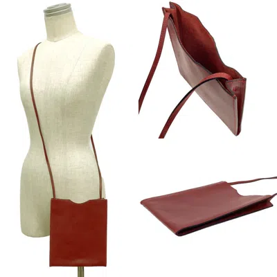 Pre-owned Hermes Onimaitou Bordeaux Red Color Box Calf Leather Pochette Shoulder Bag ()