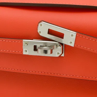 Pre-owned Hermes Orange Swift Leather Clutch Bag Handbag Shoulder Bag ()