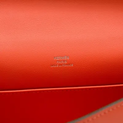 Pre-owned Hermes Orange Swift Leather Clutch Bag Handbag Shoulder Bag ()