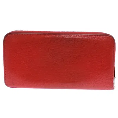 Pre-owned Hermes Red Color Chevre Leather Long Wallet (bi-fold) ()
