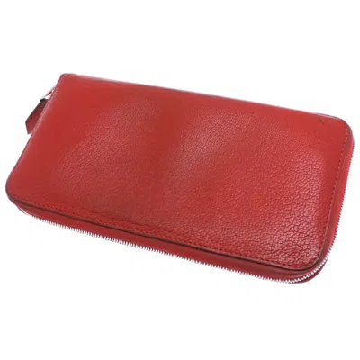 Pre-owned Hermes Red Color Chevre Leather Long Wallet (bi-fold) ()