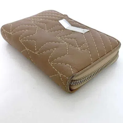 Pre-owned Jimmy Choo Pink Beige Leather Wallet (bi-fold) ()