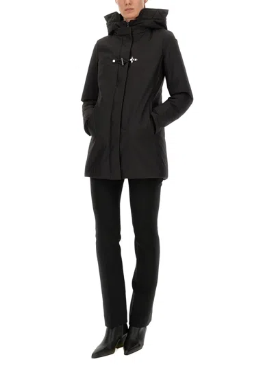 Fay Toggle Coat In Black Wool Blend Fabric In Black
