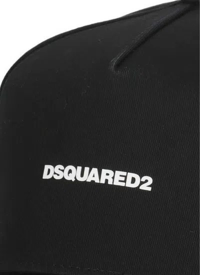 Dsquared2 Black Cotton Cap With Embroidered Logo In Black
