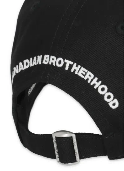 Dsquared2 Black Cotton Cap With Embroidered Logo In Black