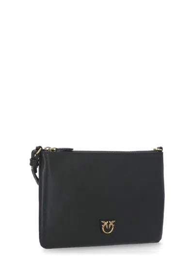 Pinko Ladies Logo-plaque Leather Satchel Bag In Black
