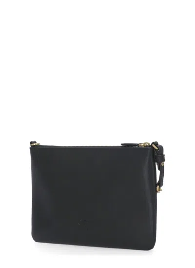 Pinko Ladies Logo-plaque Leather Satchel Bag In Black