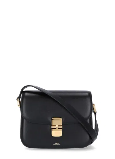 Apc Grace Small Shoulder Bag In Black Leather In Black