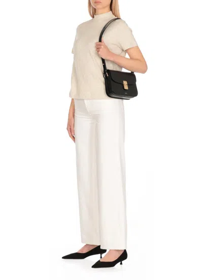 Apc Grace Small Shoulder Bag In Black Leather In Black