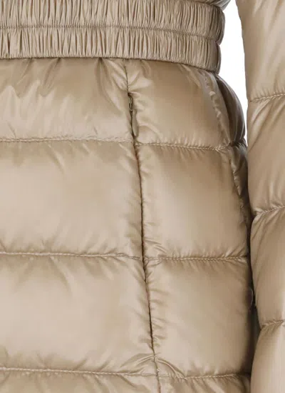 Herno Padded Quilted Down Jacket With Fur Trim In Brown