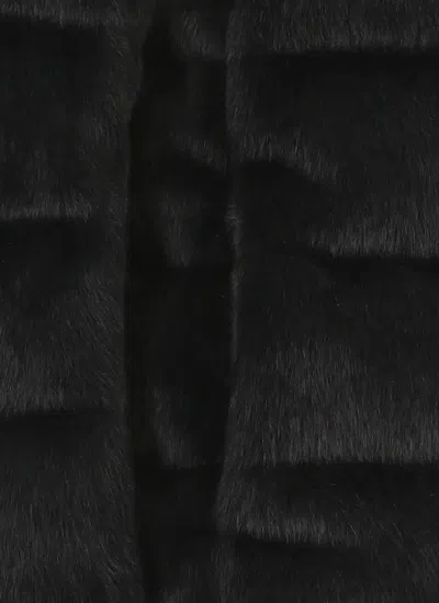 Herno Cropped Black Jacket With Plush Texture And High Collar In Black