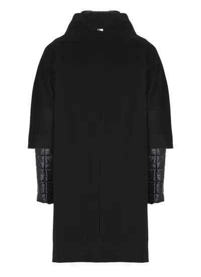 Herno Black Virgin Wool Coats In Black