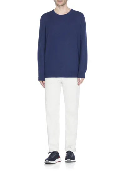 Brunello Cucinelli Gros Grain Logo Blue Sneakers In Blue