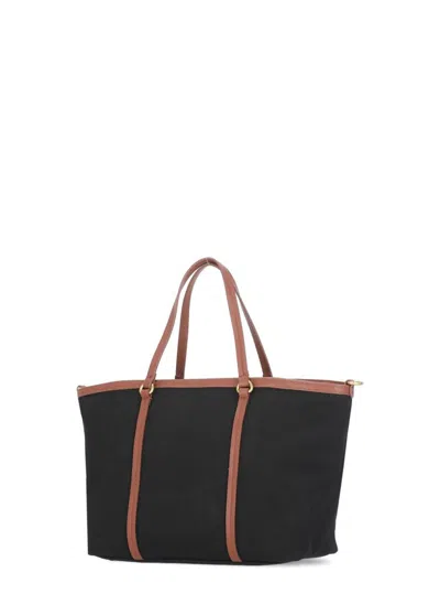 Pinko Cotton Handbag With Adjustable Strap And Dual Handles In Black