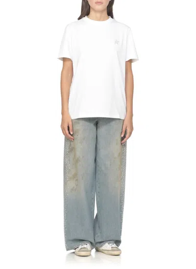 Golden Goose Star Collection T-shirt With Glittered Star On The Front In White