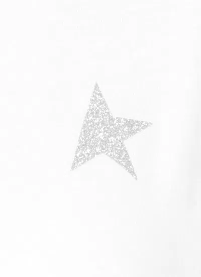 Golden Goose Star Collection T-shirt With Glittered Star On The Front In White
