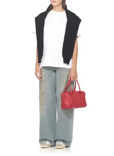 Golden Goose Star Collection T-shirt With Glittered Star On The Front In White