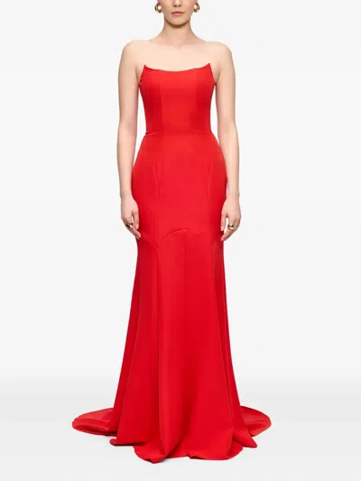 V:pm Atelier Strapless Fishtail Dress In Red