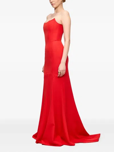 V:pm Atelier Strapless Fishtail Dress In Red