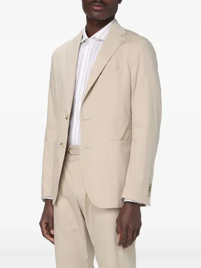Manuel Ritz Patch Pockets Blazer In Neutral