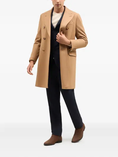 Boglioli Double-breasted Horn-button Coat In Brown