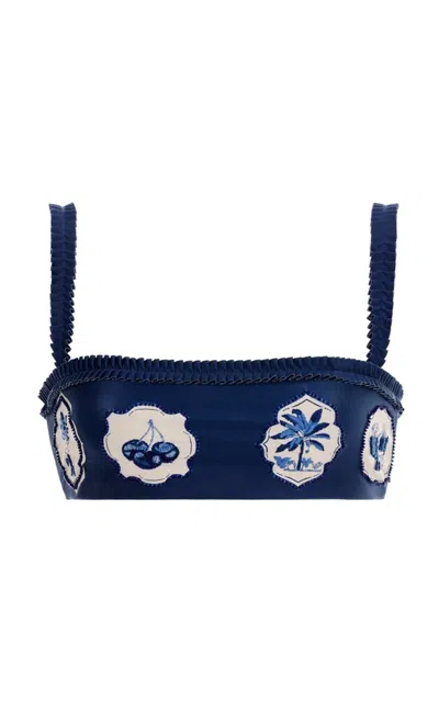 Agua By Agua Bendita Olmo Wild Embellished Printed Recycled Bikini Top In Multi