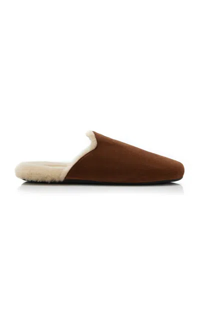 Prada Shearling Slippers In Brown