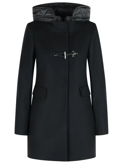 Fay Black Wool Blend Coat Women In Black