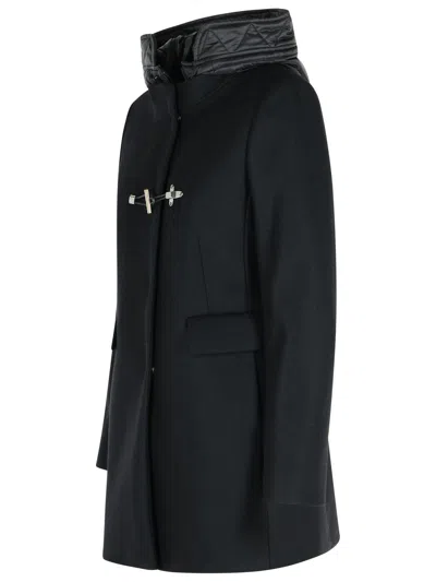 Fay Black Wool Blend Coat Women In Black