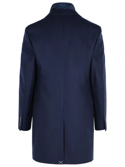 Fay Double Coat With Removable Inner Waistcoat In Blue
