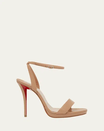Christian Louboutin Miss Z Leather Red Sole Ankle-strap Sandals In Gold