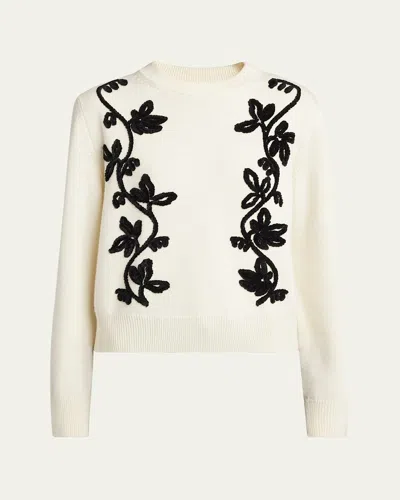 Jil Sander Embroidered Wool Jumper In Neutral