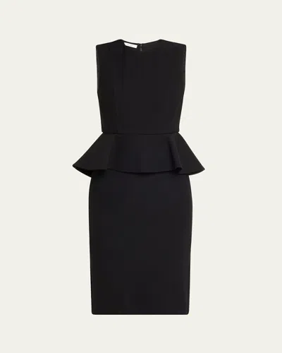 Max Mara Fitted Knee-length Dress Featuring Peplum Detail In Black