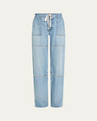 Re/done Beach Mid-rise Straight-leg Jeans In Blue