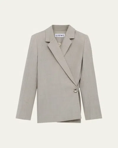 Loewe Pebble Button Single-breasted Wrap Blazer In Gray