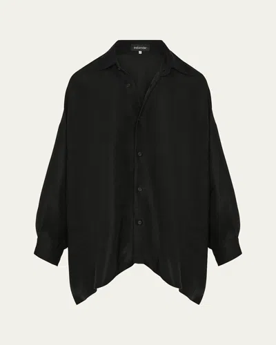 Eskandar Wide A-line Shirt With Collar (mid Plus) In Black