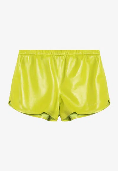 Gucci Leather Mini Shorts In Green