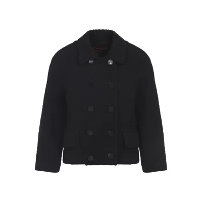 Gucci Double-breasted Wool Jacket Featuring Pockets In Black