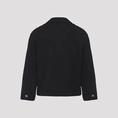 Gucci Double-breasted Wool Jacket Featuring Pockets In Black