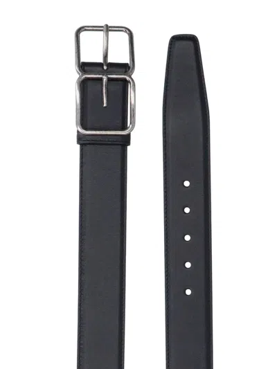 Saint Laurent Double Frame Belt In Black