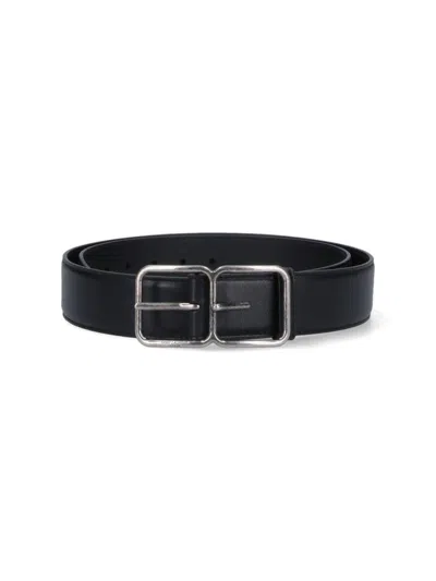 Saint Laurent Double Frame Belt In Black