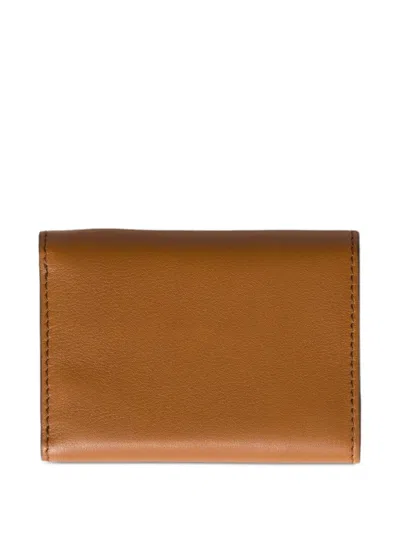 Miu Miu Logo-debossed Leather Wallet In Brown