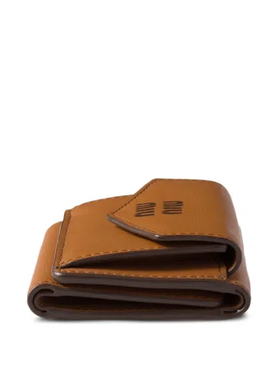 Miu Miu Logo-debossed Leather Wallet In Brown