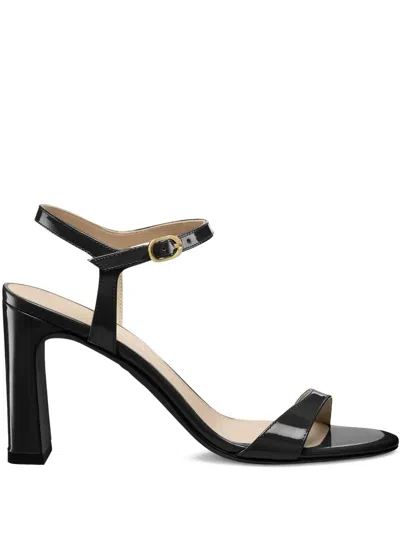 Stuart Weitzman Babette Patent Leather Ankle-strap Sandals In Black